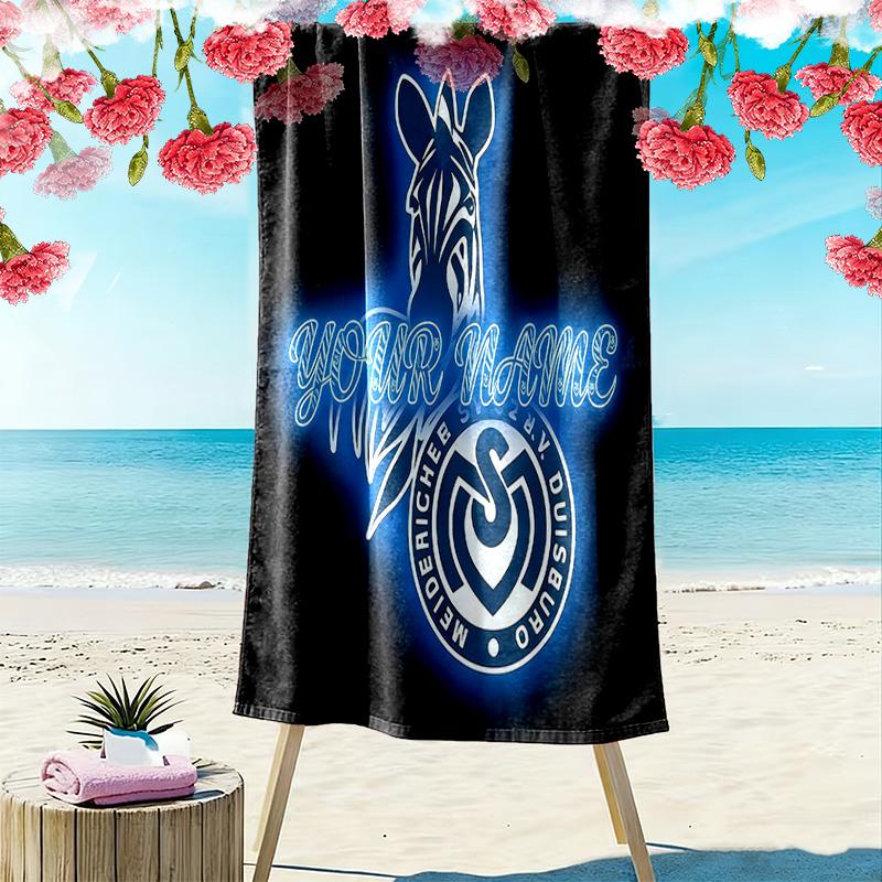 Msv Duisburg Benutzerdefinierter Name Aufdruck Strandtuch Groß Weich Schnelltrocknend Handtuch Für Strand Camping Schwimmen 70cmx140cm(27x55inch) blue