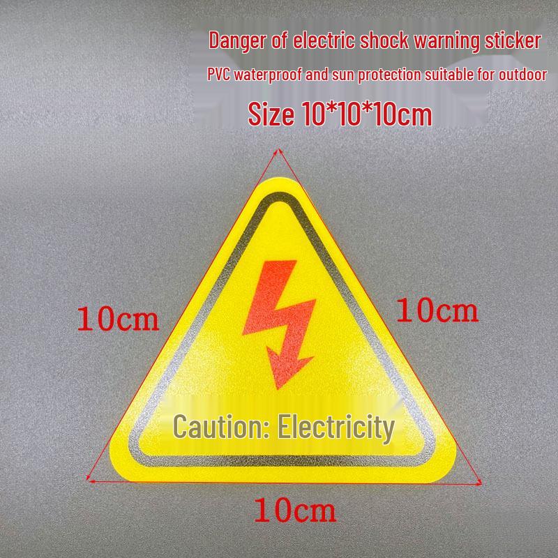 PVC Outdoor Triangular Warning Sticker: Caution! Risk of Electric Shock
