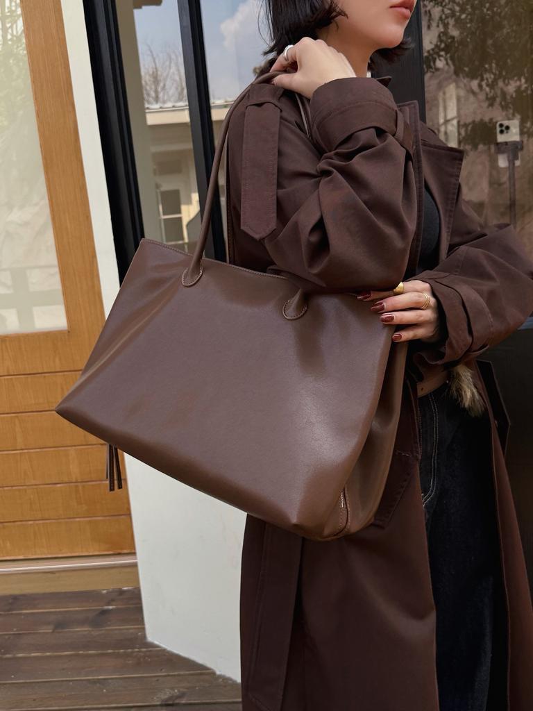 New cowhide tote bag large-capacity shoulder bag commuter leather women's bag simple niche armpit bag