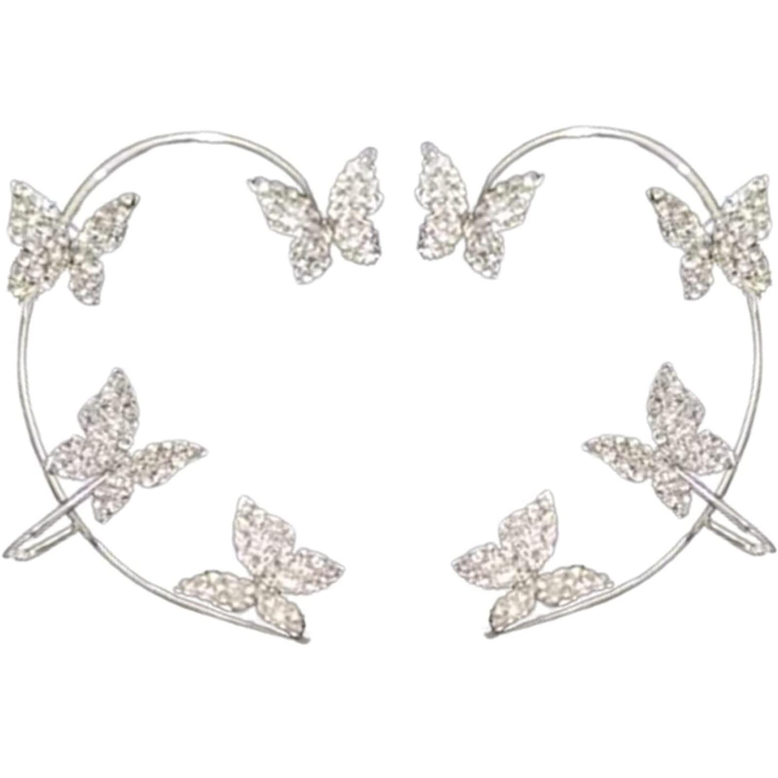 Серьги-бабочки с цирконием, серьги-бабочки для женщин, серьги-бабочки, манжеты для ушей, подарки для женщин и девочек  (, Пара)