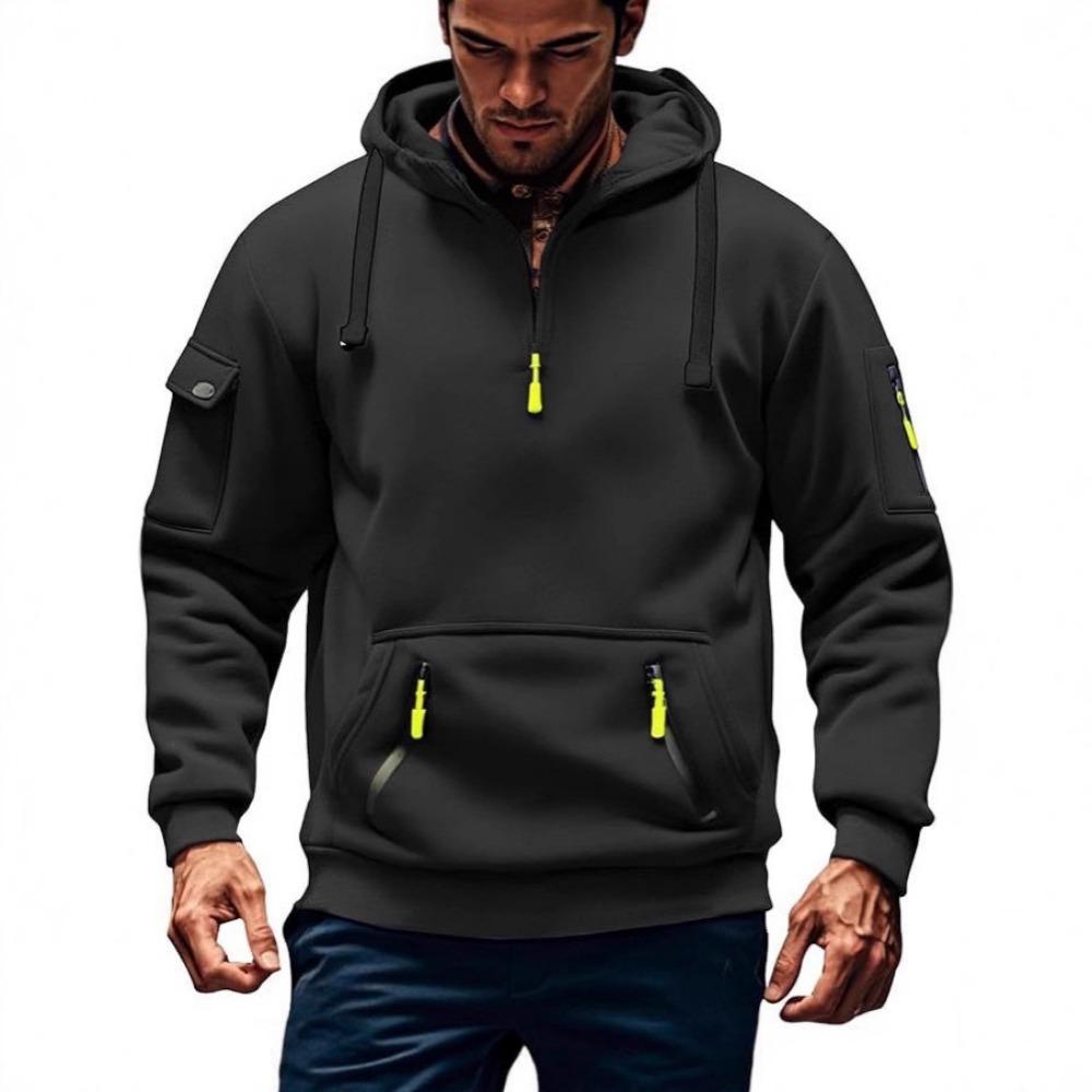2026 New Men's Multi-zipper Sweatshirt Loose Sports Sweatshirt Casual Daily Clothing Plus Velvet Hoodie