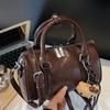 Casual Retro Bowling Bag Women's 2025 Autumn New Handbag Texture Shoulder Bag European and American Large-capacity Bag