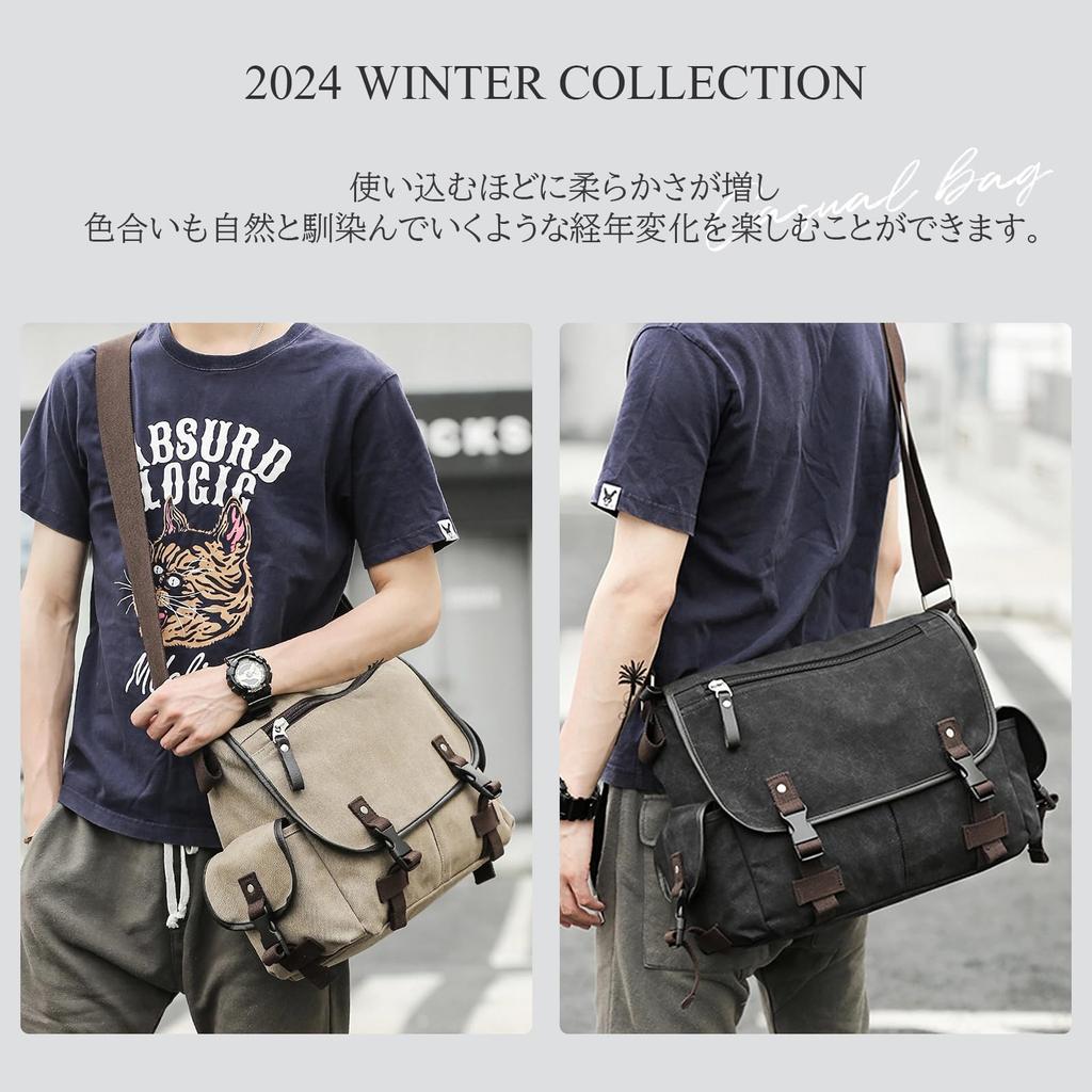 Maytopia Large Capacity Canvas Messenger A4 Crossbody DJ2031 Men's Bag, Size, Bag, Casual, Durable, Lightweight, (Black)