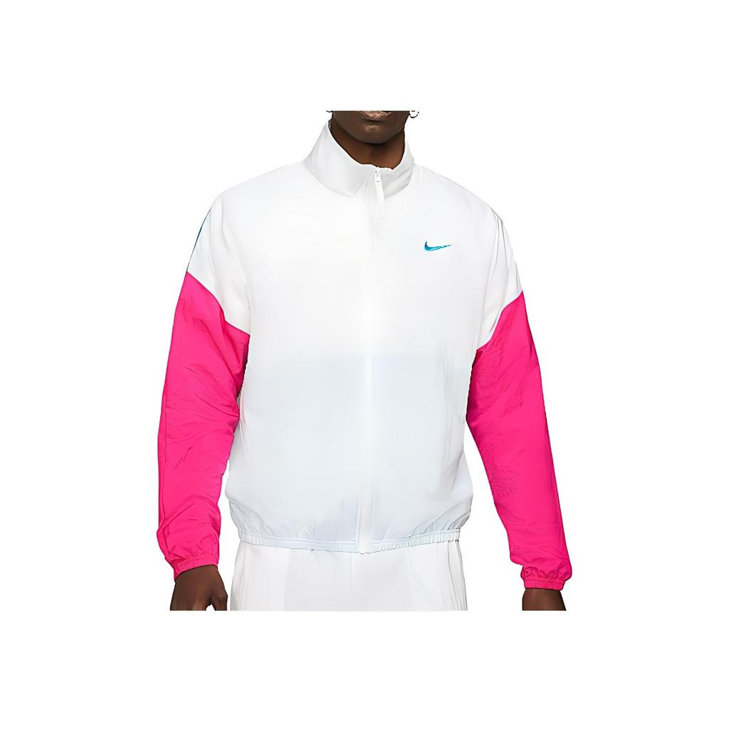 Nike Woven Stand Collar Color Block Retro Sports Casual Jacket Long Sleeve Men Jacket White CW7349-100