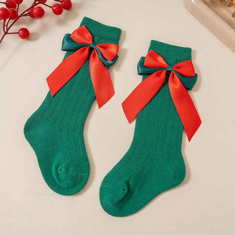 Christmas Baby Socks Newborn 0 to 3 6 9 12 18 24 Months Toddler Boys Socks Cute Red Bow-Tie Kids Socks for Girls Infantil