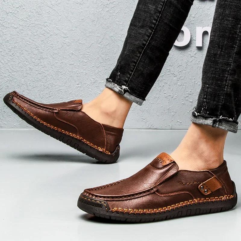 2024 Hot Seller New Comfortable Men Loafers Slip on Leather Shoes Men Flats Hot Sale Outdoor Walking Shoes Man Zapatos De Hombre