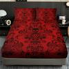 Skull Floral Design 3-Piece Bed Sheet Set - 100% Polyester, Digital Print, Breathable All-Season Fitted Sheet and Pillowcase Set
