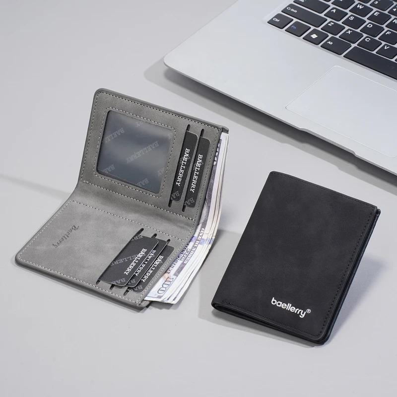able men's short wallet anti-theft design compact double fold Rfid anti-theft wallet slim fit simple retro wallet