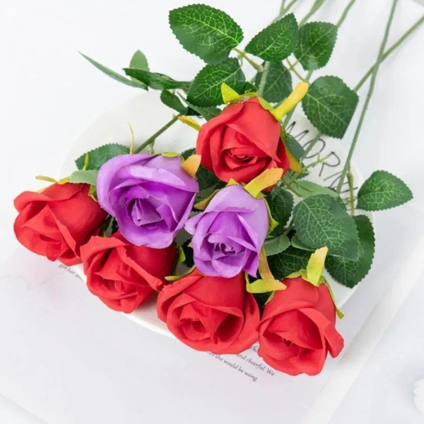 1/5 Stück Künstliche Blume Seidenrose Bouquet Hochzeitskranz Valentinstag Geschenk Zuhause Zimmer Mittelstück Gartenparty Dekorative DIY