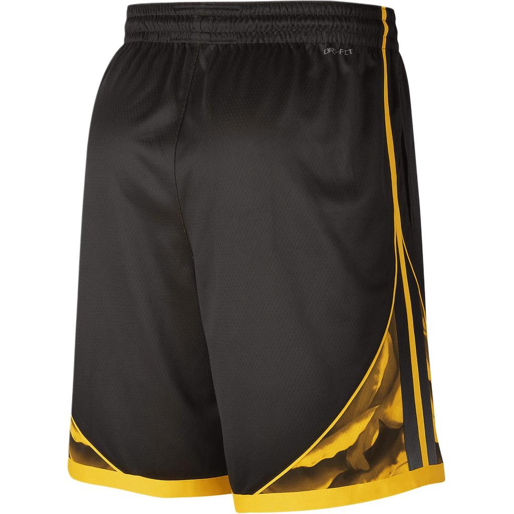 Nike NBA Golden State Warriors City Edition Color Block Logo Print Straight Leg Basketball Shorts Men Shorts Black DO9657-010