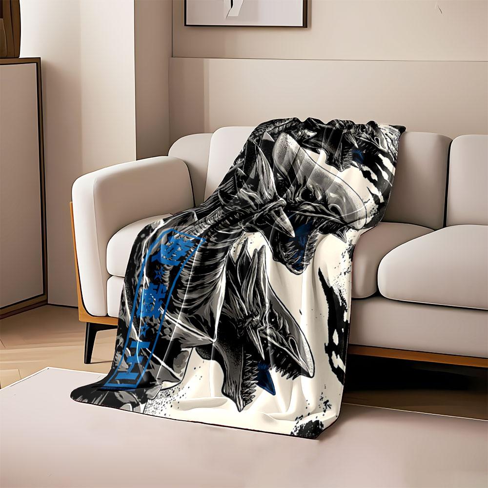 

Three dragon-like heads with sharp teeth and dark, metallic textures. for all seasons blanket lunch break throw gift 80cm x 120cm