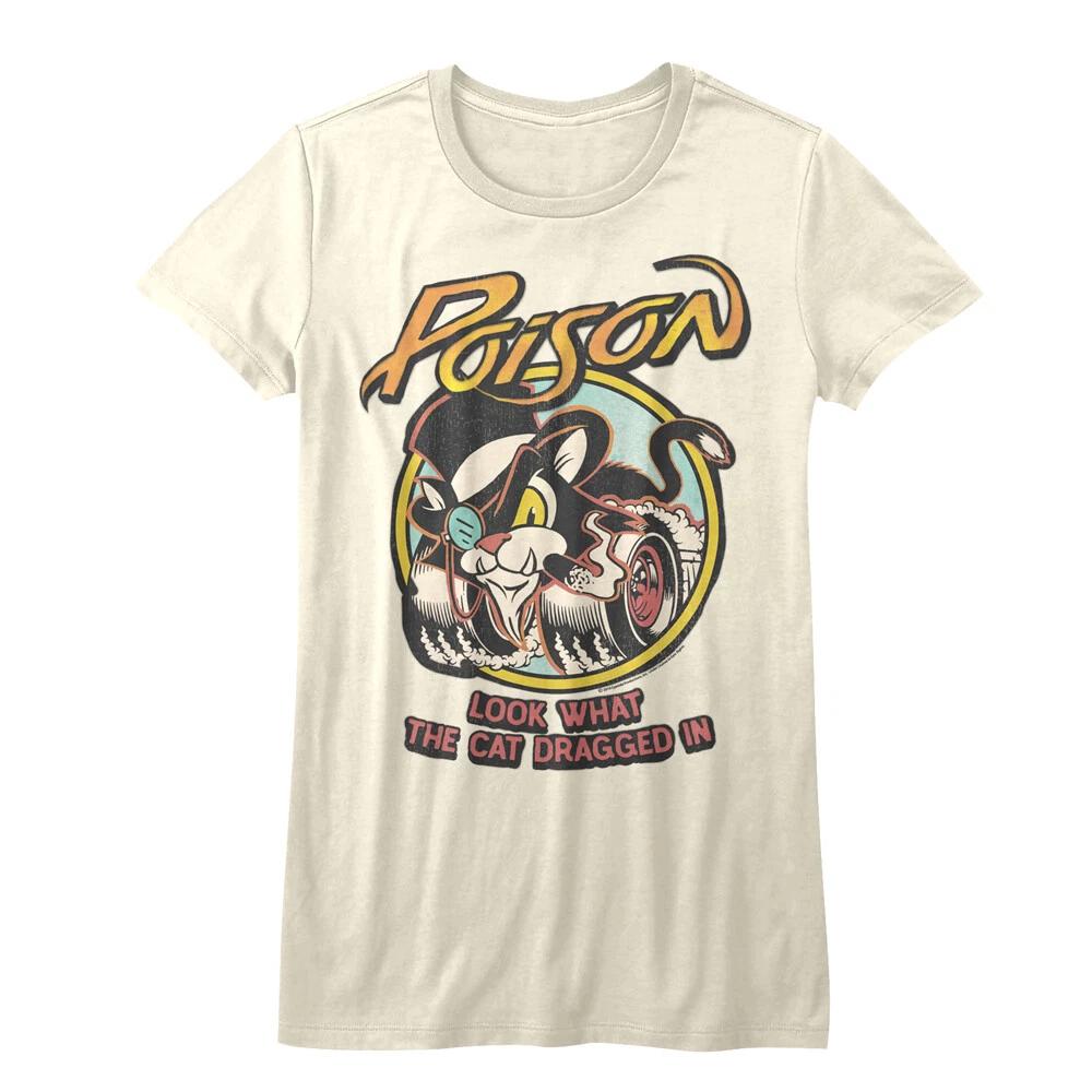 Poison Look What The Cat Dragged In Women s Fitted T Shirt Rock Music 4XL