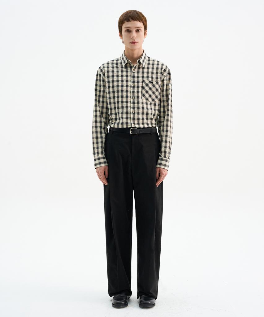 TRIP LE SENS Fw Side Pintuck Curved Pants_Black