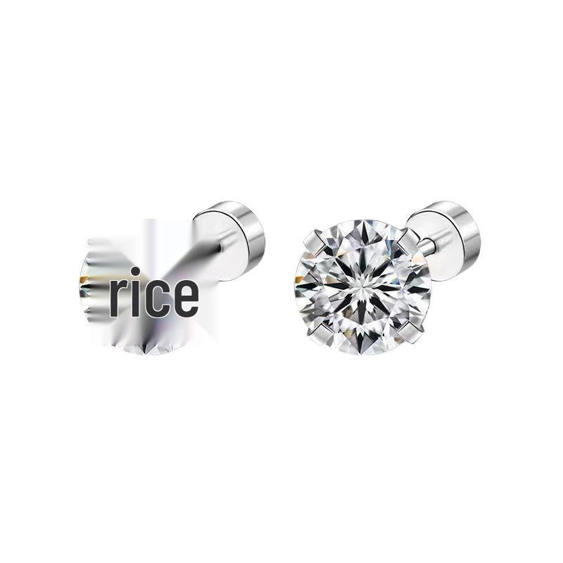 2025 Zirconia Stud Earrings: Women's Versatile Inner Screw Ear Cartilage Studs, Stainless Steel