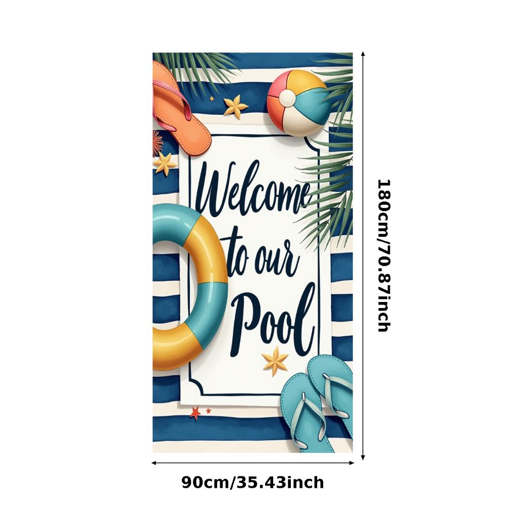 

Pool Party Sign Flip Flops Welcome Banner Summer Banner Beach Ball Pool Banner For Pool Party Kids Party Holiday Celebration