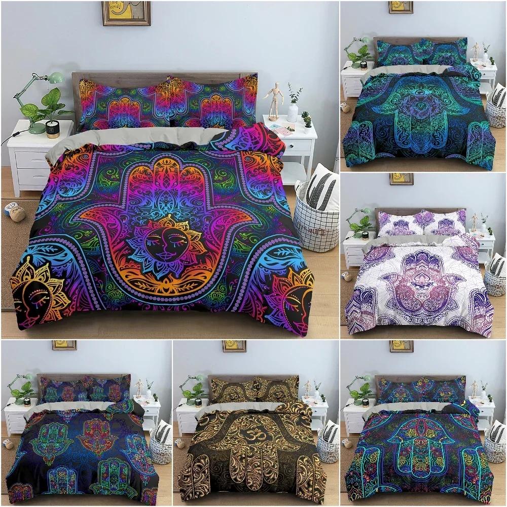 3D Printed Hamsa Hand of Fatima Bedding Set Single Twin Double Queen King Cal King Size Bed Linen Set