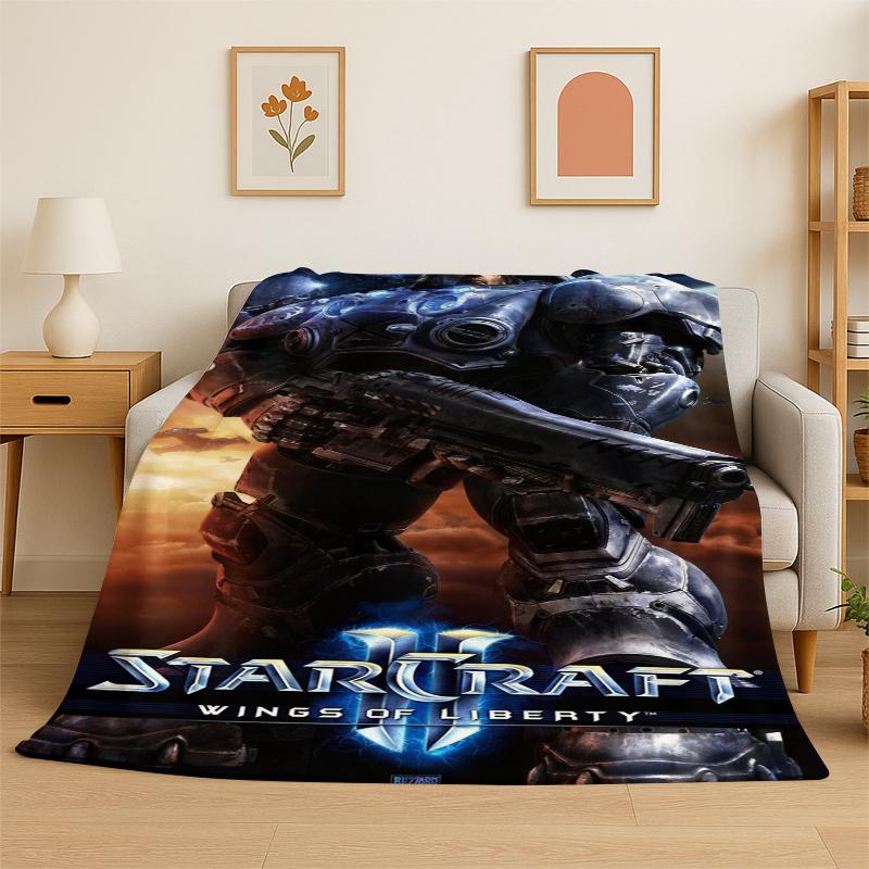 retro StarCraft Game Gamer cartoon Flannel Blanket Soft Warm Throw Blanket for Bedroom Living Room Bed Travel Camping Picnic