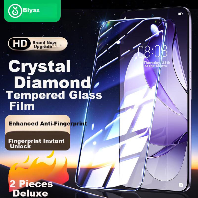 2 Pieces Tempered Glass Screen Protector for OPPO Reno13, Full Coverage High Definition No White Edge Shatterproof Glass Protective Film JM539