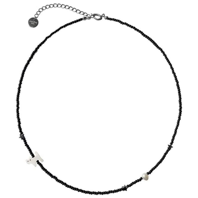 standingfish white cat necklace B1