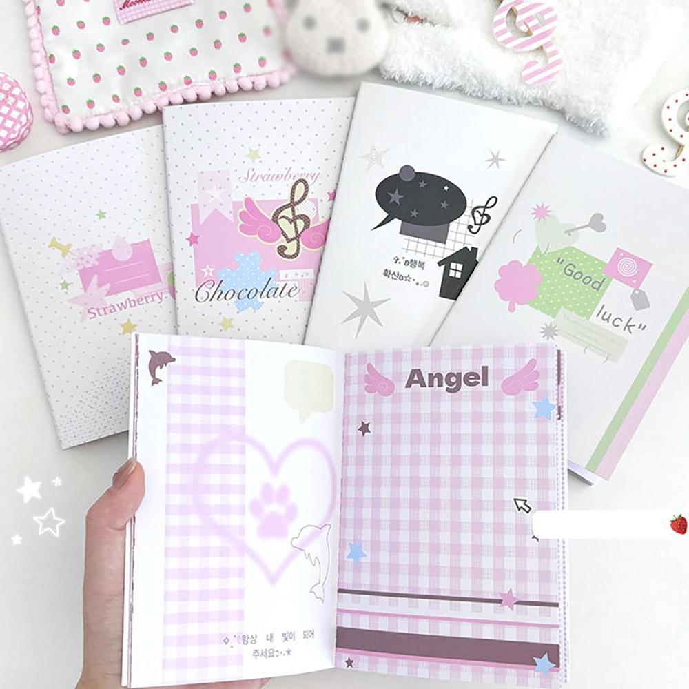 Mini Clover House Strawberry Ins Wind Set Page Collage Booklet Diary High Beauty Notebook. Color inner page