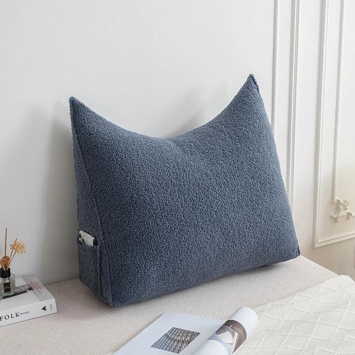 

Треугольная прикроватная подушка из плюша тедди, мягкая сумка, татами, противоударная кровать, высококачественная большая спинка, съемная и моющаяся 60x50x20cm 1pcs лазурь
