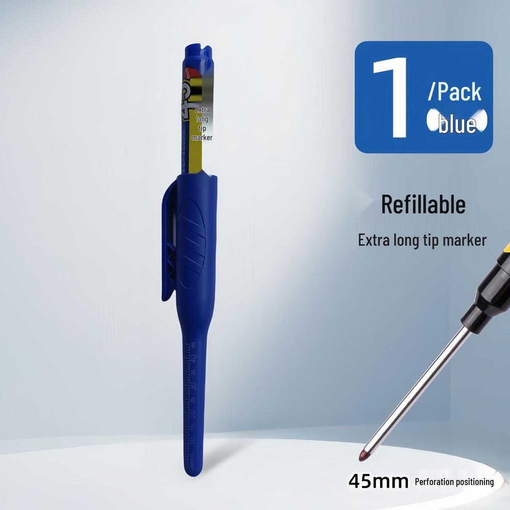 45mm Refillable Long-Nozzle Deep-Hole Marker Pen, Oil-Based & Waterproof for Construction