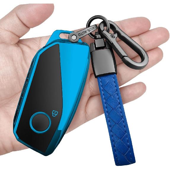 Sindeda for BMW Key Fob Cover with Keychain Soft Full Protection Key Shell Key Case Compatible with  2024 New 5/7 Series 740i 760i X1 X5 X6 X7 XM IX синий