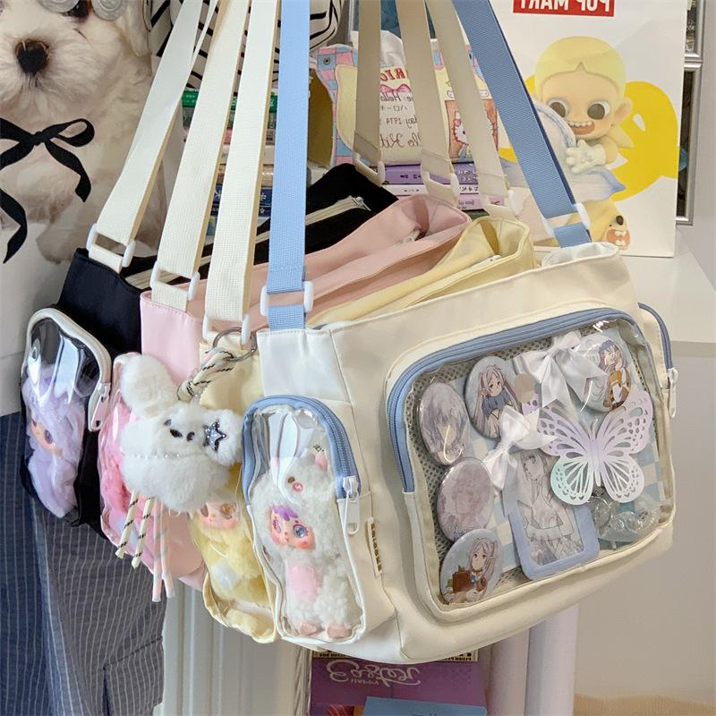 Trendy Transparent Crossbody Bag Large Capacity Textured Shoulder Bag Versatile Ita Bag For School And Daily Use