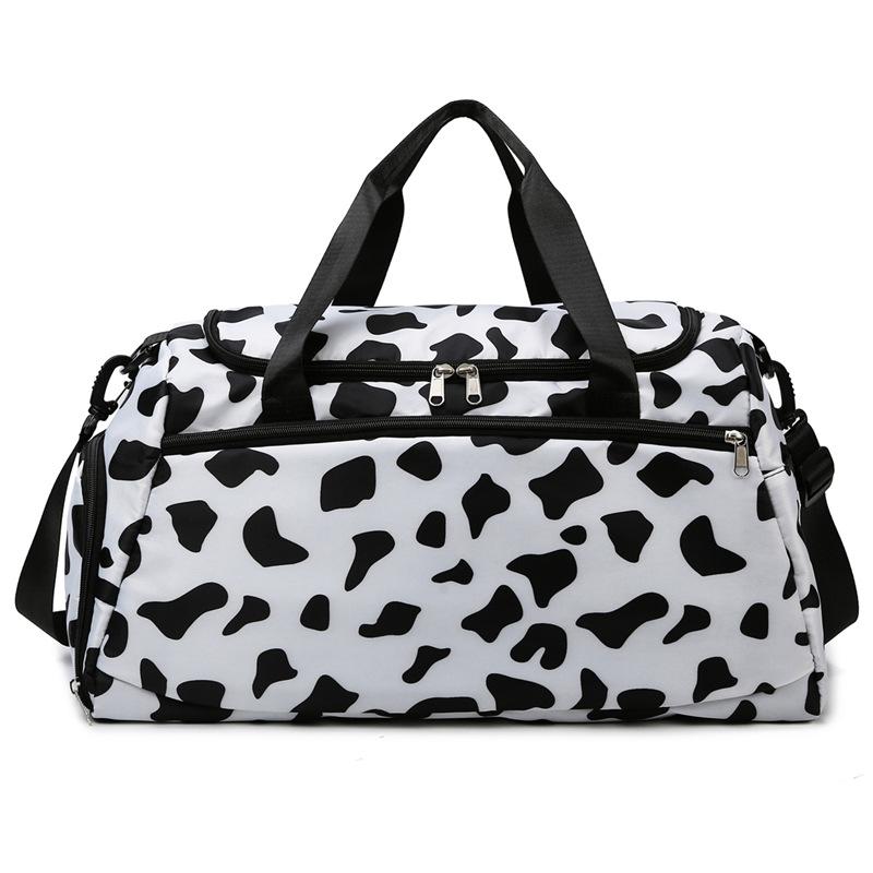 New Large-capacity Sports Shoulder Bag, Student Business Travel Bag, Cow Pattern Tie Rod Bag, Independent Shoe Compartment