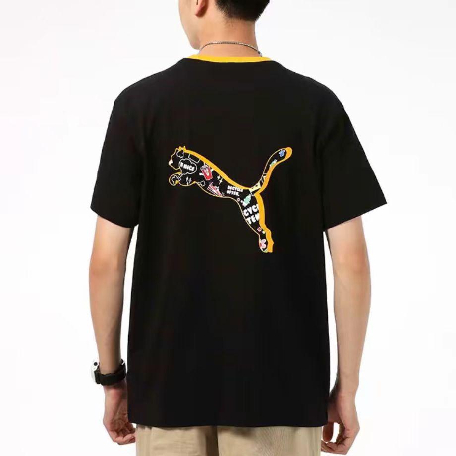 Puma Minimalist Logo Graffiti Pattern Cotton Short Sleeve T-Shirt 2-Pack Unisex Tops Black 53203401+53203401