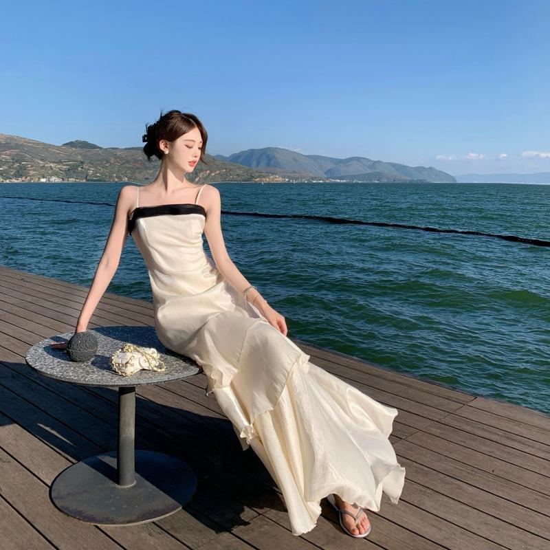 New Femininity Mermaid Ji Streamer Suspender Skirt Adult Ceremony Dress Skirt One-word Shoulder Dress Summer