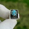Natural Arizona Turquoise Rough 925 Silver Statement Adjustable Ring For Women