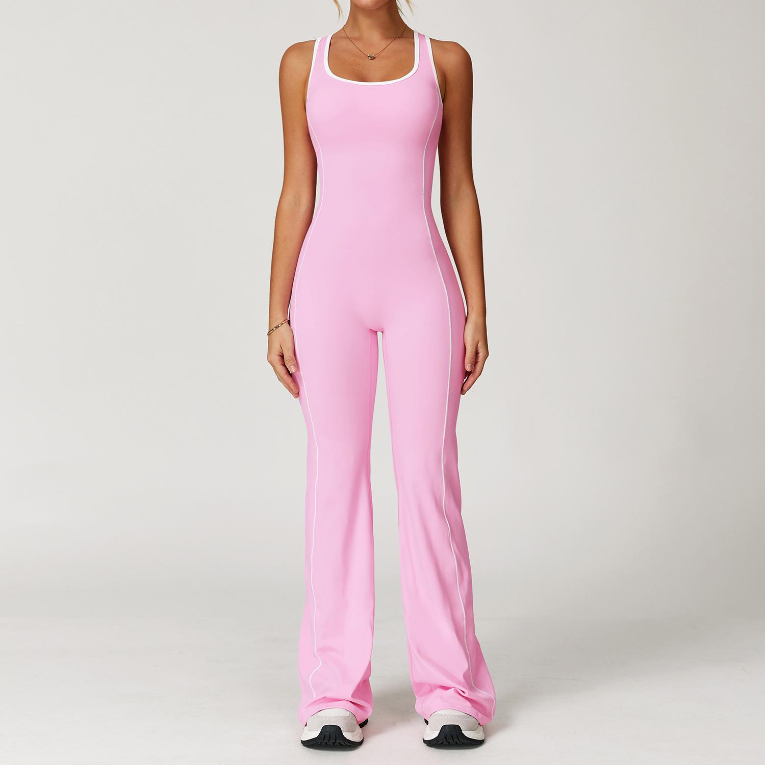 

Hollow Out Back Yoga Suit, Dance Sports Jumpsuit, Hip Lifting And Pleating Micro Flared Yoga Suit, Jumpsuit For Women S