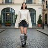 Soft Faux Furs Leg Sleeves Winter Leg Warmers Elastic Thermal Protective Boot Covers Footless Socks For Women Hosiery