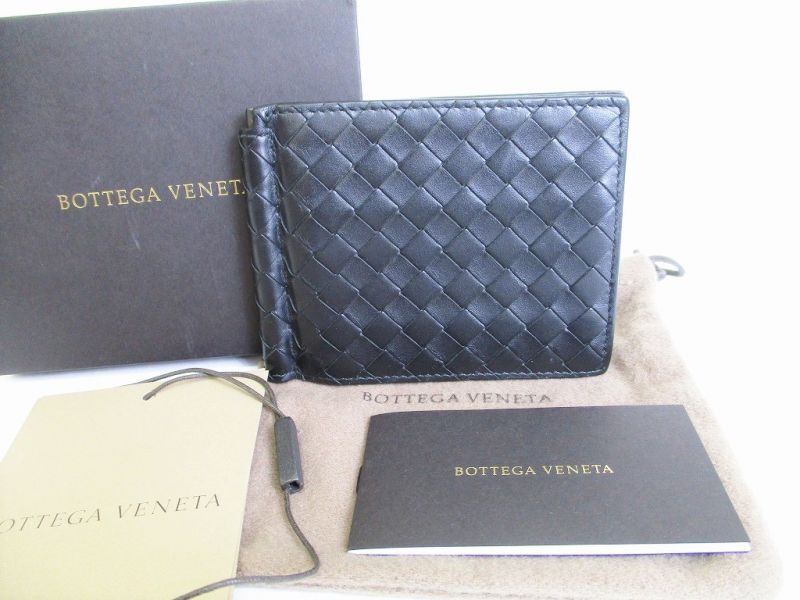 

Authentic BOTTEGA VENETA Intrecciato Black Leather Bifold Bill Wallet #8521 Used