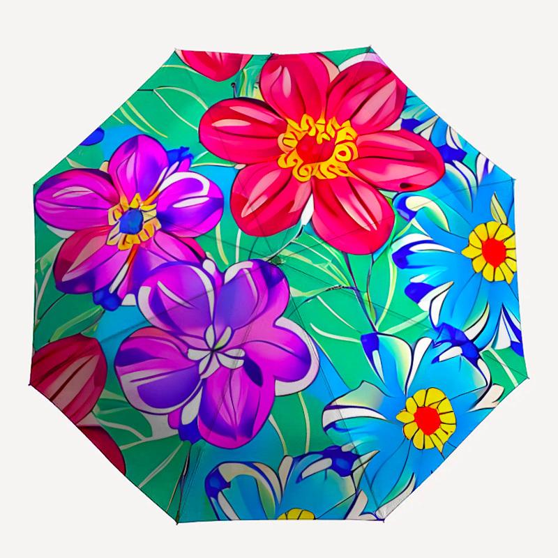 

1pc Floral Pattern Automatic Open/Close Umbrella with Windproof, 8-Rib Sturdy Canopy, Durable Ribs, Ideal for Gifts yy251117016