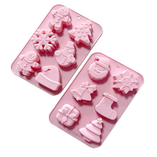 Christmas Silicone Cake Mold Set Xmas Tree Snowman Santa Claus Bells Snowflake Gingerbread Man Baking Mold DIY Baking Tool Kit