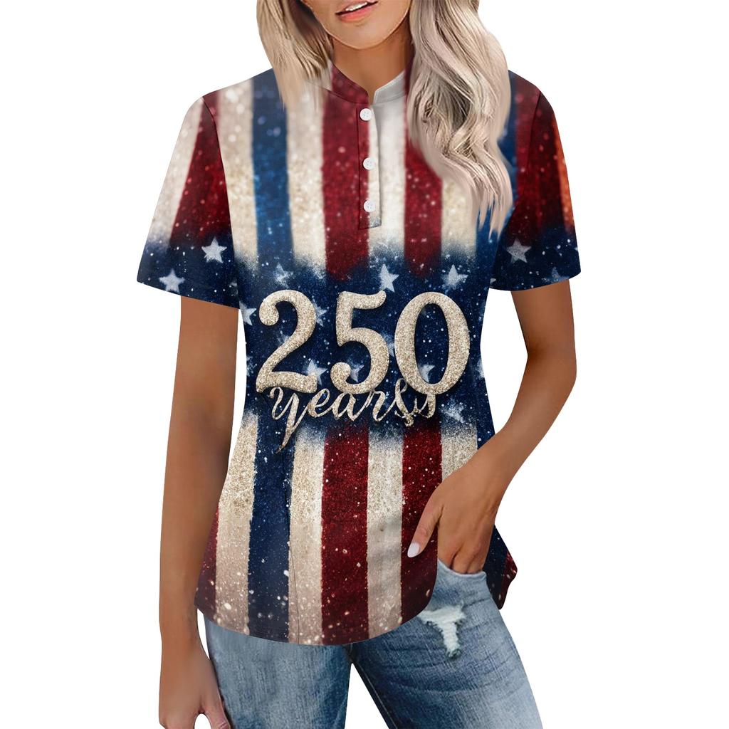 Women's Casual Polo Shirt Short Sleeve Loose Fit Button Up Top with Butterfly and Rose Print Suitable for Everyday Wear