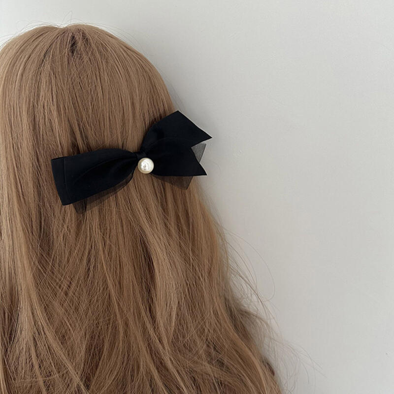 Herin Black Ribbon Point Pearl Hairpin Ribbon Pin