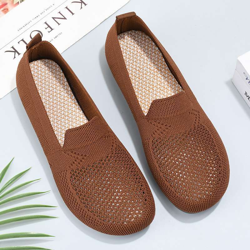 Mesh shoes women's shoes knitted dopamine soft sole the elderly breathable mesh elderly mother shoes one pedal grandma mesh