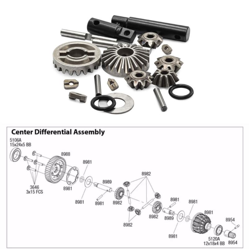 Simulated Car Metal Differential Gear Axles Kits Metal Gear Assembly for Remote Control Car Truck Tractor Model Car
