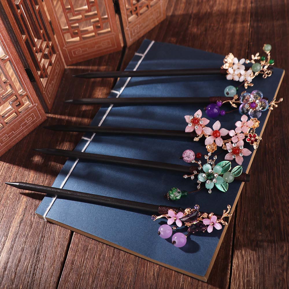 Handmade Flower Hair Sticks Ancient Style Hanfu Hair Fork Hair Stick Pins  for Hanfu