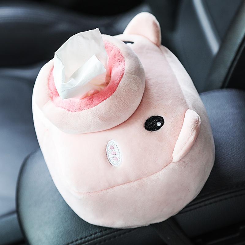 Car Tissue Box Cover Fun Cartoon Animal Design Soft Plush Material Long-lasting