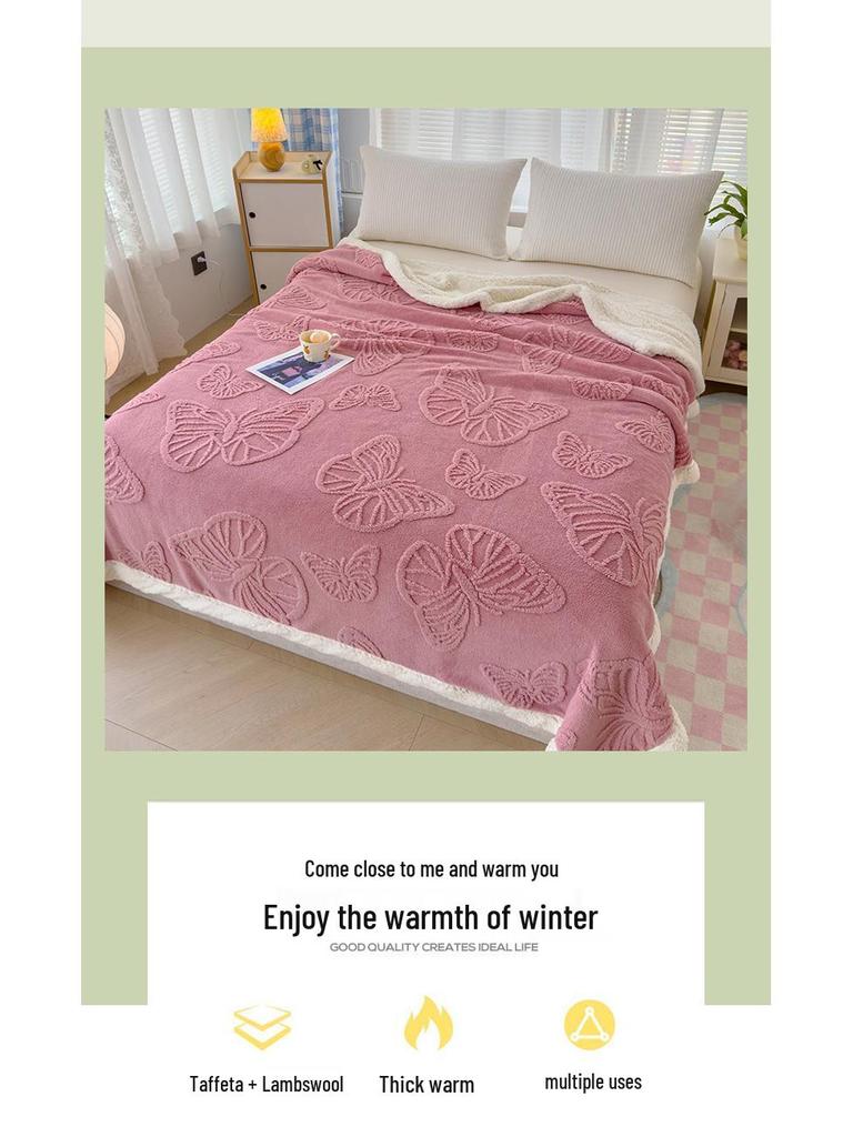 Enfärgad dubbelsidig jacquardfilt med fjärilar - Kontor, tupplur, soffa & luftkonditionering