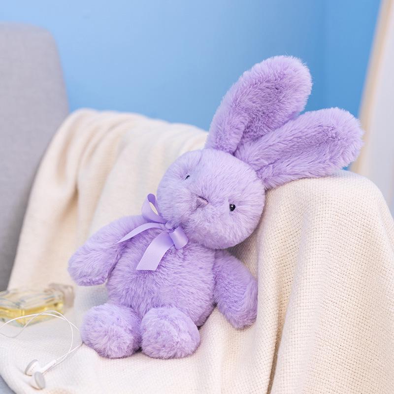 

Pink Cartoon Rabbit Plush Toy with Big Ears - Silk Tie, PP Cotton Filled Cloth Doll 25cm, 0.1kg