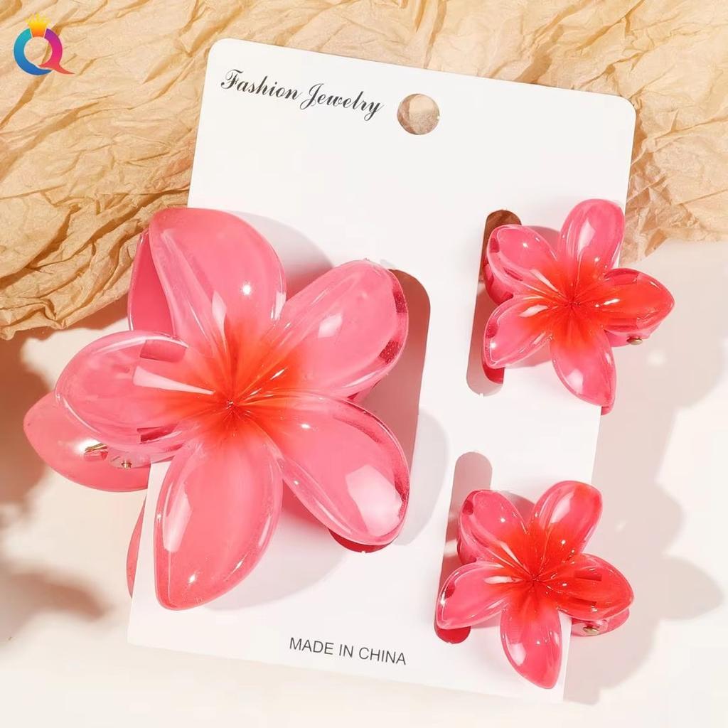 3 Pcs Hawaiian Hair Claw Clip for Women,Flower Marble Vein Hairpin Barrette Summer Vacation Beach Cute Fashion Hair Accessories