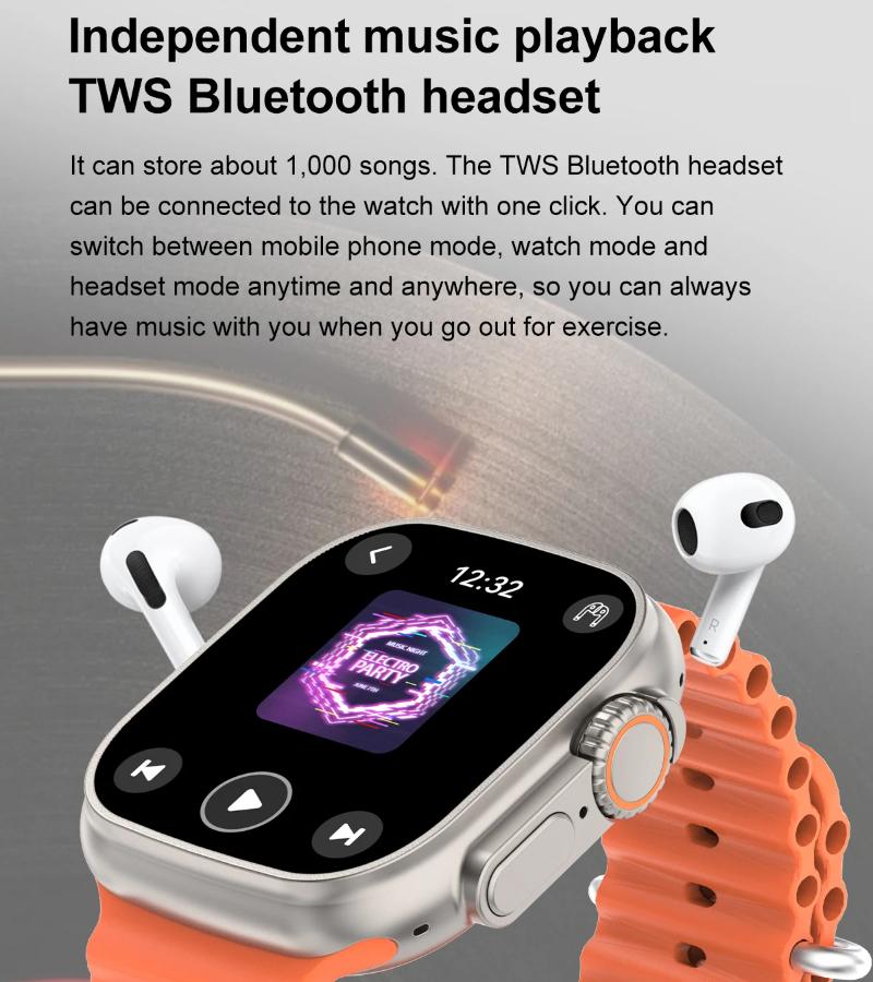 DT Ultra 3 Smartwatch Amoled Screen 4GB MP3 MP4 Player Bluetooth Network Sharing APP Store ChatGPT Smart AI Watch Man Sportwatch