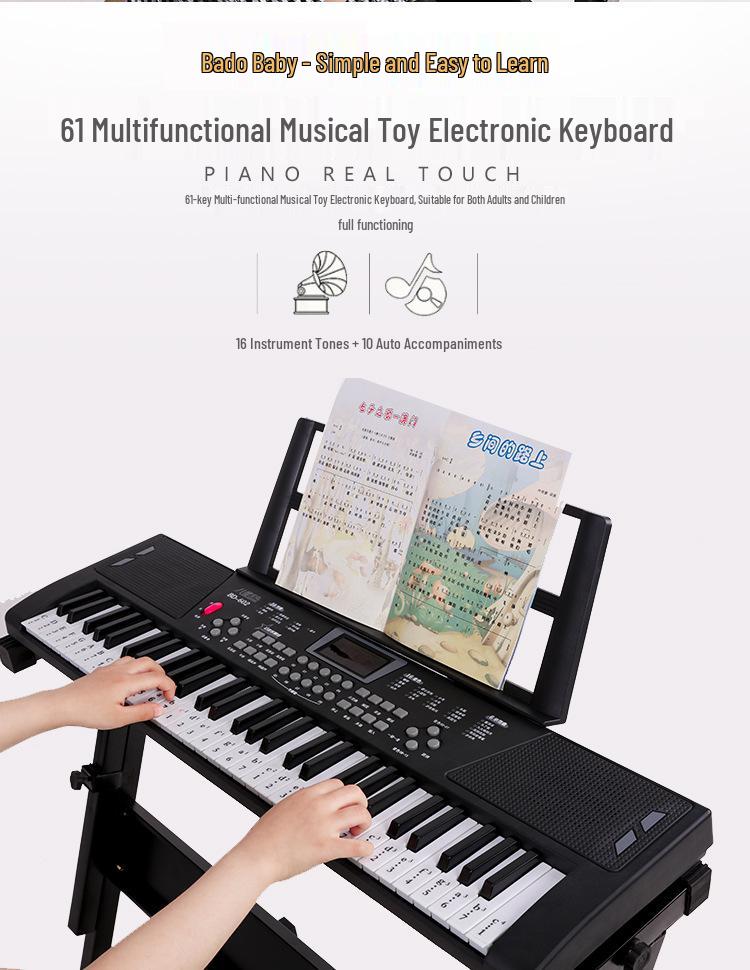Beginner 61-Key Electronic Keyboard Piano for Home Use and Students