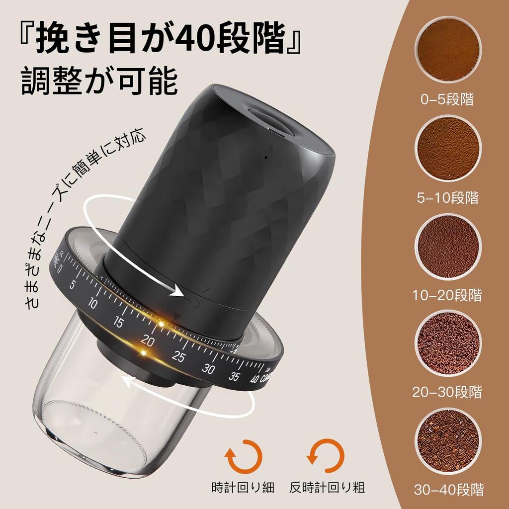 GOSO Electric Coffee Rechargeable USB Coffee Grinder with 1800mAh 40 Grind Easy Automatic and Includes a Cleaning Brush for Easy Perfect for Indoor