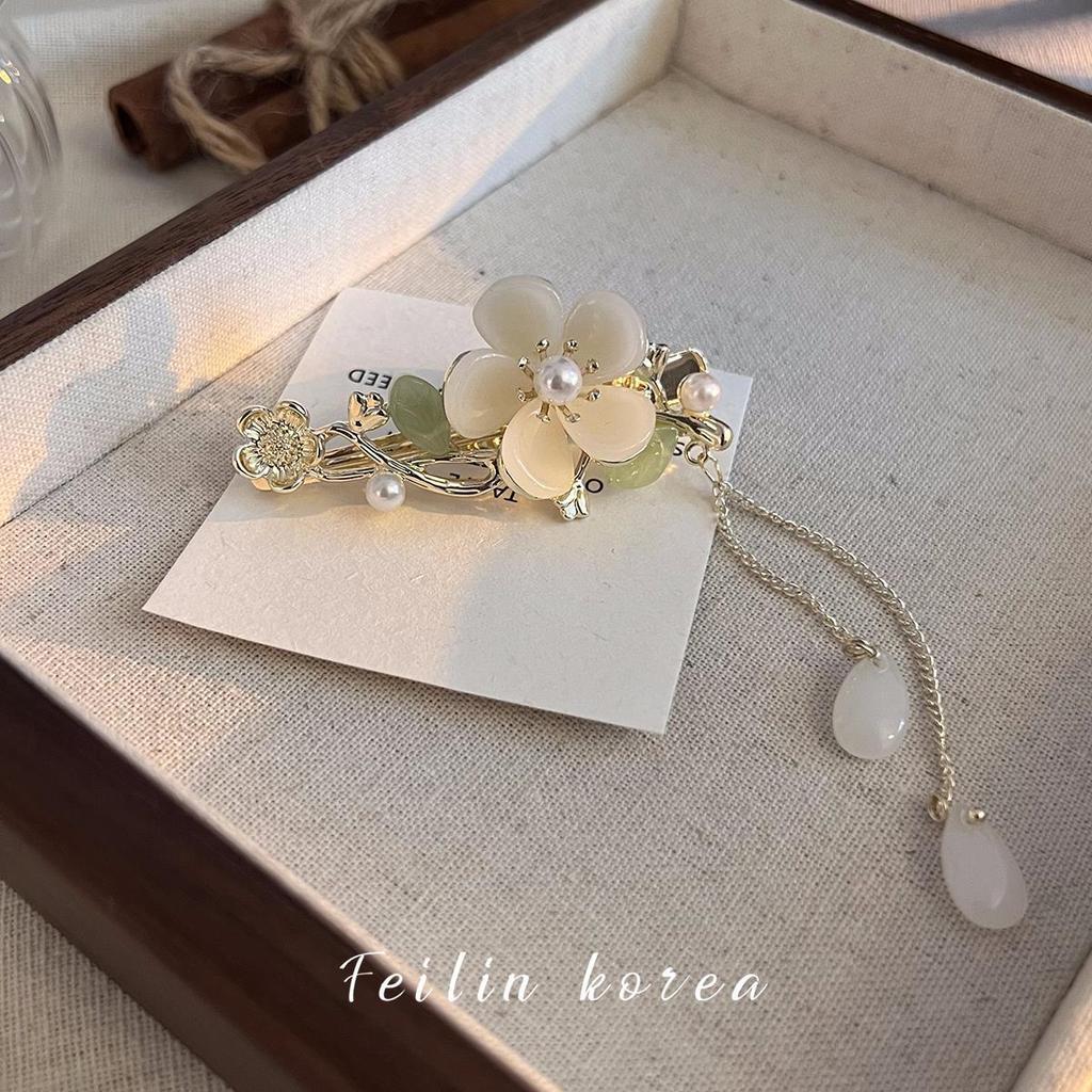 Hanfu style ancien couvre-chef ventilateur pince à cheveux perle frange canard bec pince côté pince cheveux fée disque pince amour pince à cheveux